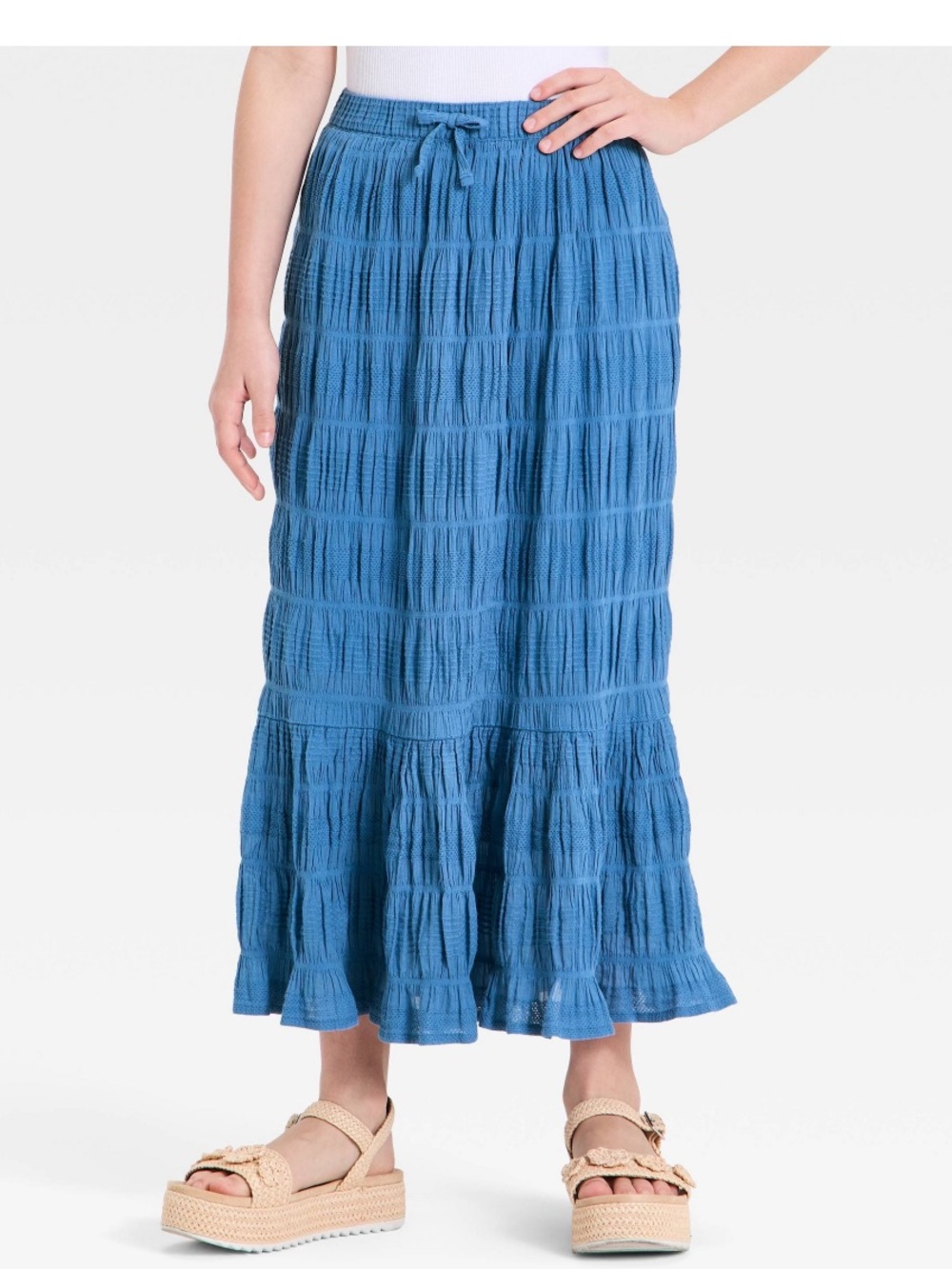 NWT Blue Crinkle Maxi Skirt